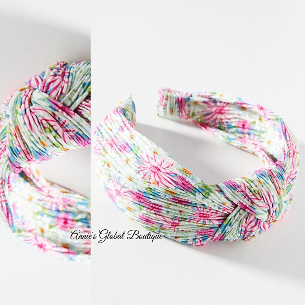 VERY RARE NWT ANTHROPOLOGIE Daisy Pleated Knotted Headband. - Picture 2 of 7